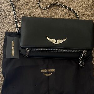 Zadig & Voltaire Black Crossbody Bag with Silver Accents